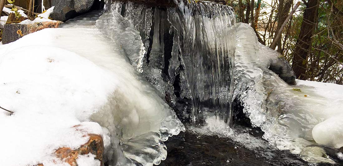 winter pond waterfall